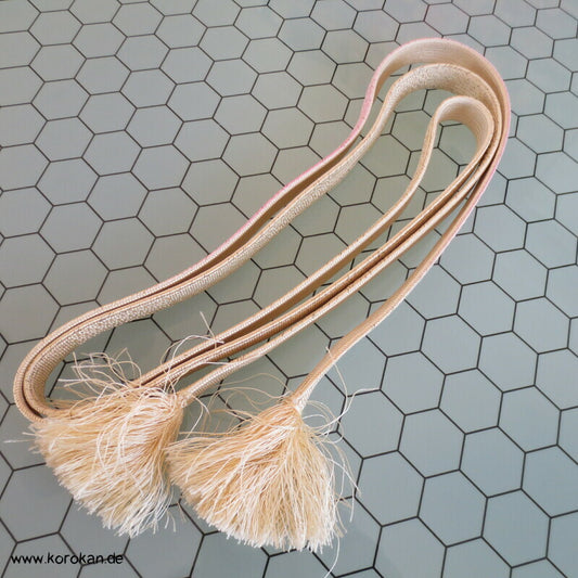 hellgelb mit rosa Verlauf Obijime, Seide / Lurex,