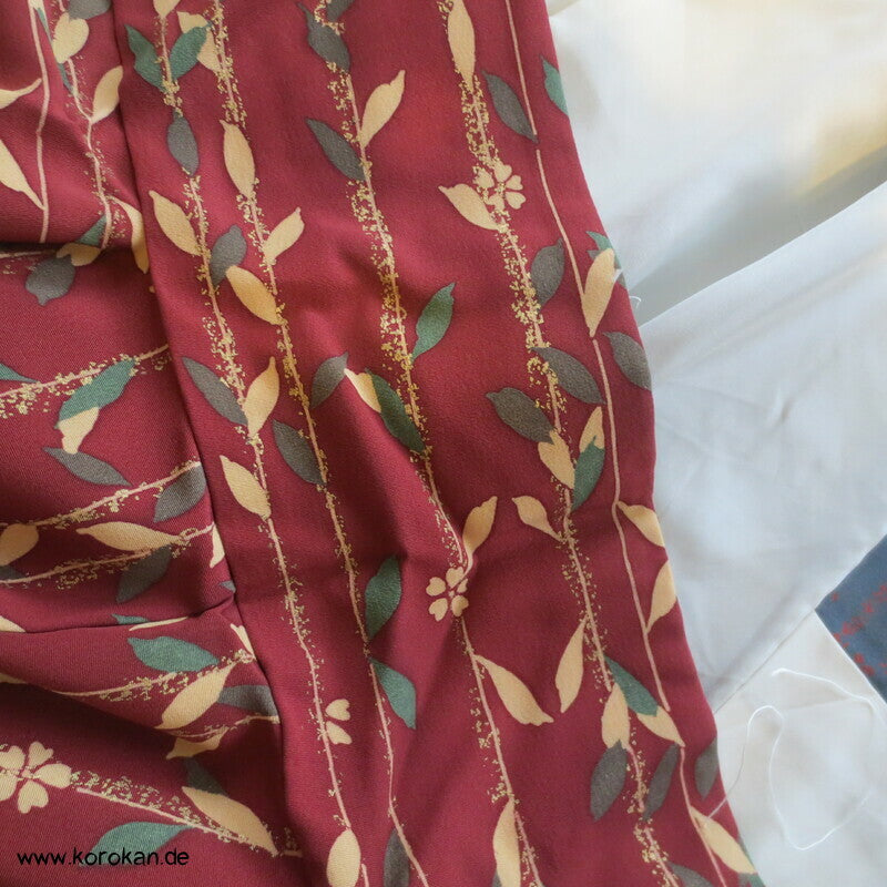 petrol - weinrot - oliv Weidenzweige Homongi Seidencrepe Kimono