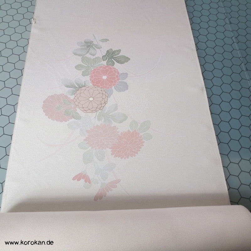 Chrysanthemen hinter Gitter Tanmono Kimono Seiden Crepesatin