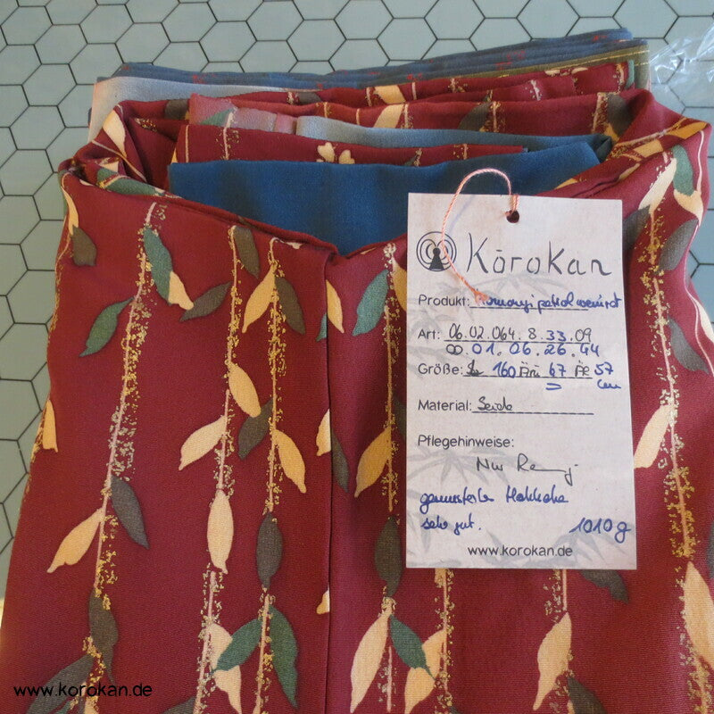 petrol - weinrot - oliv Weidenzweige Homongi Seidencrepe Kimono