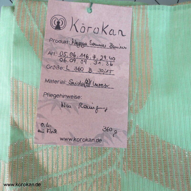 goldener Bambus Sommer Nagoya Obi, hellgrüne Rho Seide