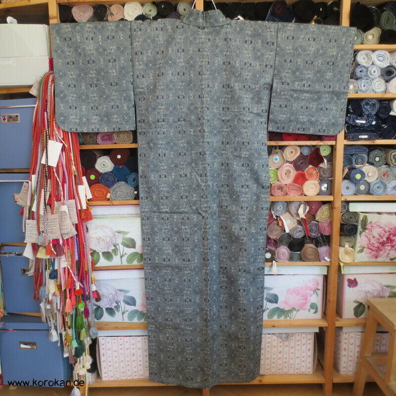 Hitoe geometrisches Muster Tsumugi Kimono