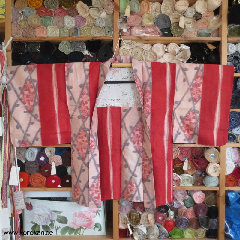 Sakura Gittermuster Meisen Seiden Haori Kimono Jacke