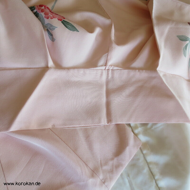 Tsukesage Kimono Seidencrepe Hydrangea / Azaleen Yuzen gemalt
