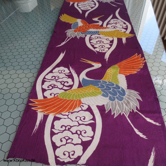 Kraniche auf pflaume Panel Kimono Chirimen Crepe