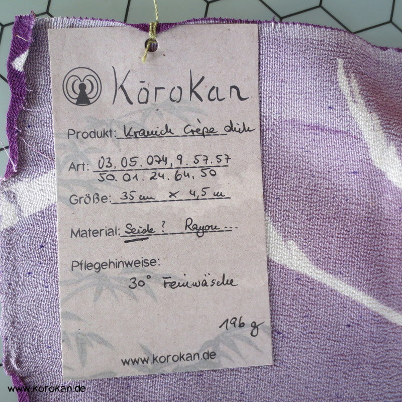 Kraniche auf pflaume Panel Kimono Chirimen Crepe