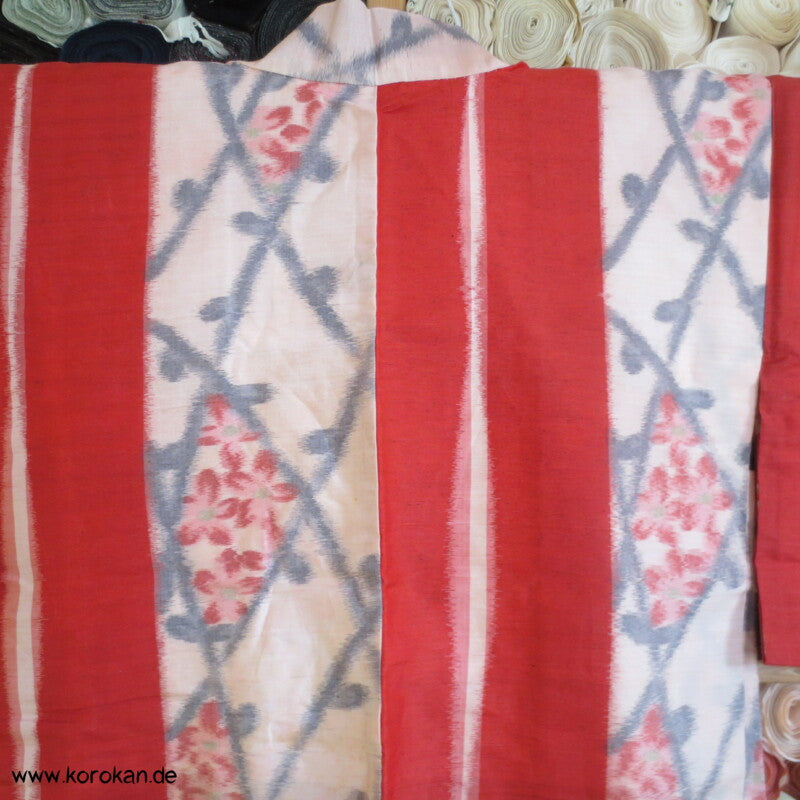 Sakura Gittermuster Meisen Seiden Haori Kimono Jacke