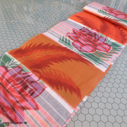 Rosen Streifen Kett Kasuri Kimono Baumwollstoff