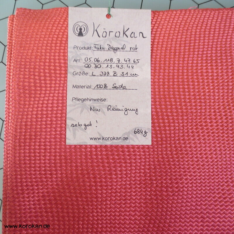 geflochtener Bias Cut Fukuro Obi, rot Bokashi Kimonogürtel