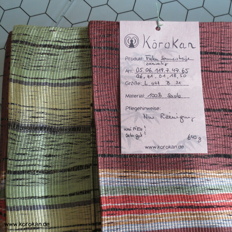 grün / braun - bunte Streifen Sommer Fukuro Obi doppelseitig