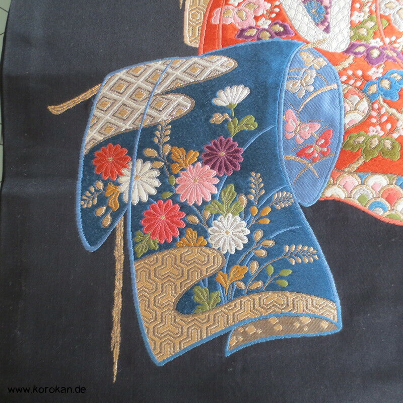 Tagasode Muster auf schwarz Fukuro Obi