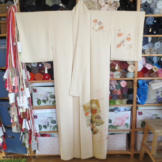 Kimono Noren Vorhang Homongi Seidencrepesatin Kimono, teilbestickt