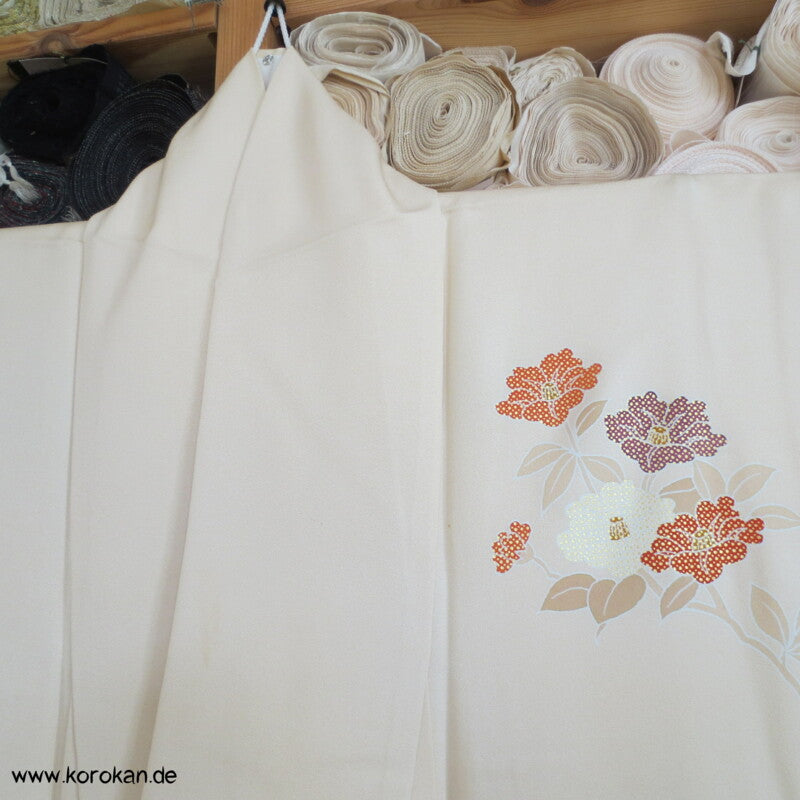 Kimono Noren Vorhang Homongi Seidencrepesatin Kimono, teilbestickt