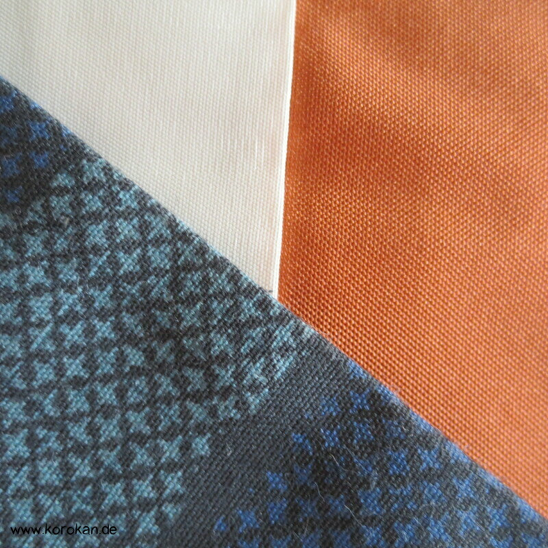 Wolken Bambus Druck Kasuri Tsumugi Kimono