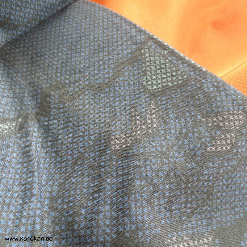 Wolken Bambus Druck Kasuri Tsumugi Kimono