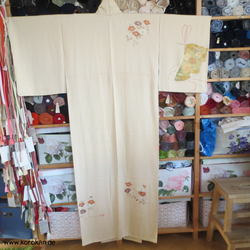 Kimono Noren Vorhang Homongi Seidencrepesatin Kimono, teilbestickt