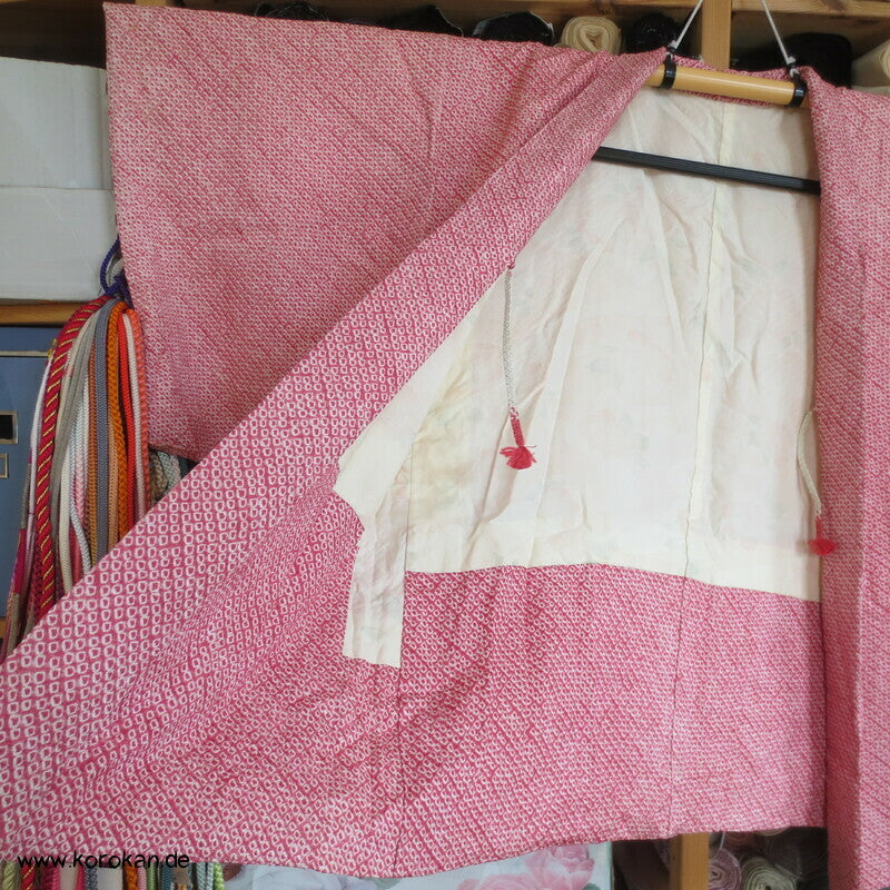 rosenroter Full Shibori Seiden Haori