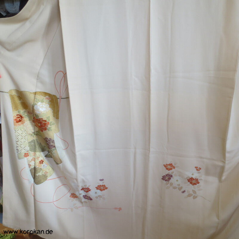 Kimono Noren Vorhang Homongi Seidencrepesatin Kimono, teilbestickt