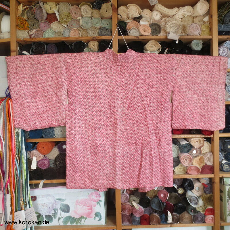 rosenroter Full Shibori Seiden Haori