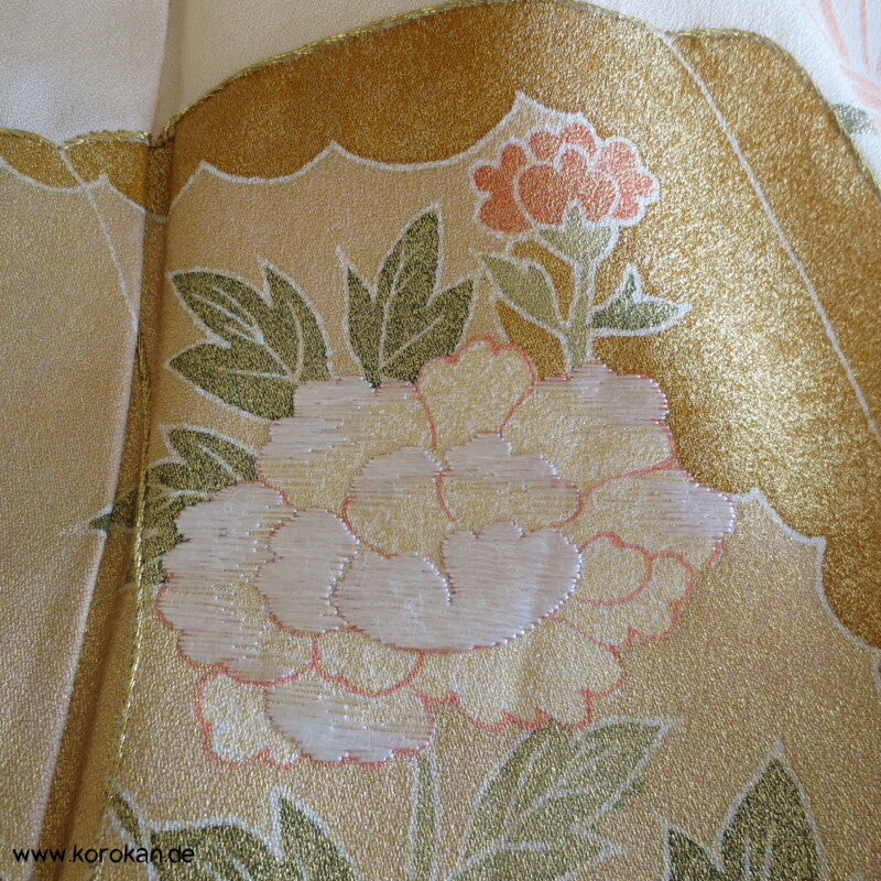 Kimono Noren Vorhang Homongi Seidencrepesatin Kimono, teilbestickt