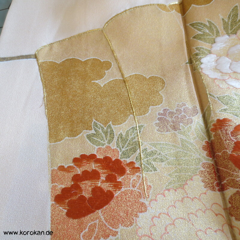 Kimono Noren Vorhang Homongi Seidencrepesatin Kimono, teilbestickt
