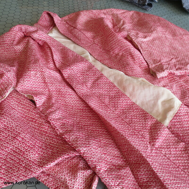rosenroter Full Shibori Seiden Haori
