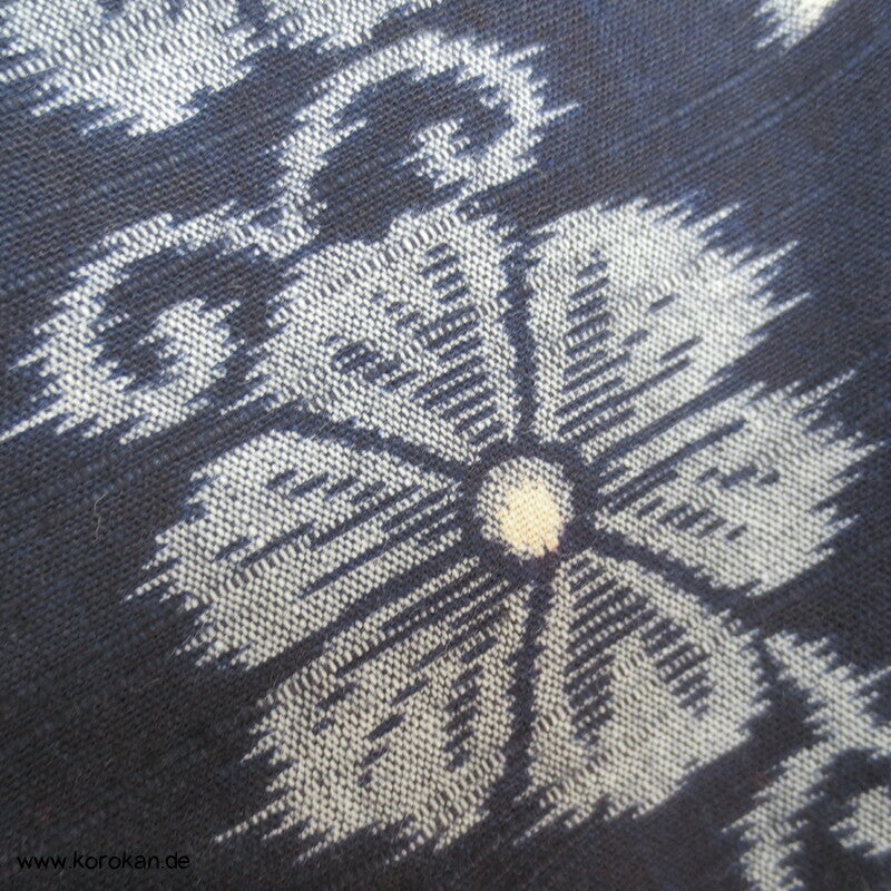 Baumwoll Kasuri zweiteiliger Kimono, Dochugi + Wickelrock