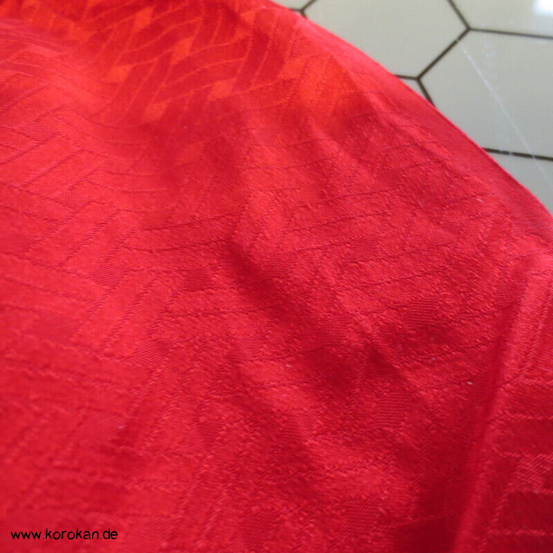Shibori Egasumi Nebelschwaden Seidendamast Obiage, rot, wie neu