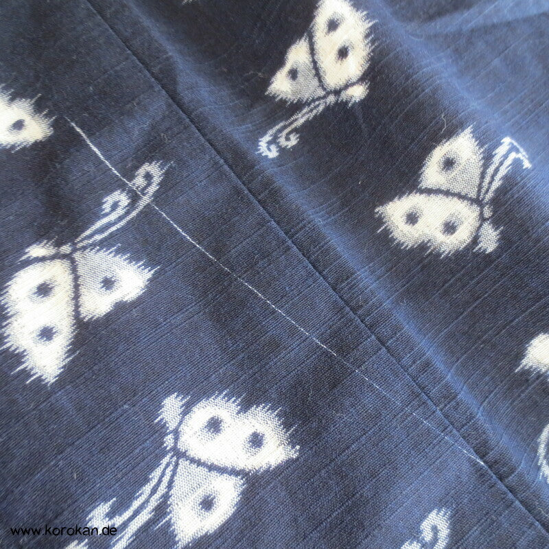 Baumwoll Kasuri zweiteiliger Kimono, Dochugi + Wickelrock