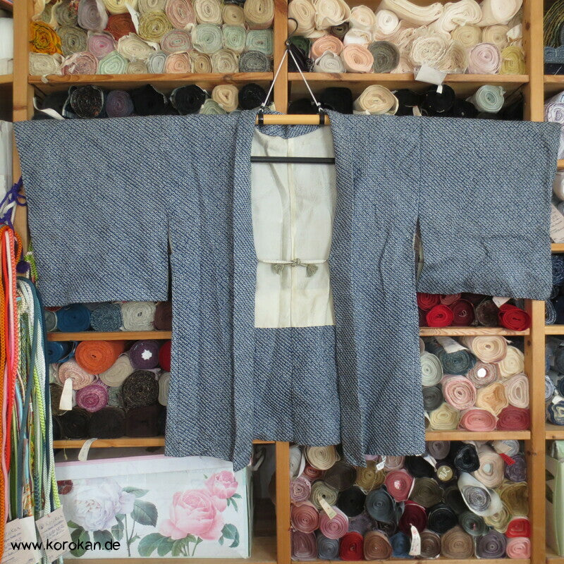 Full Shibori Seiden Haori mit Blätter Muster und Himo