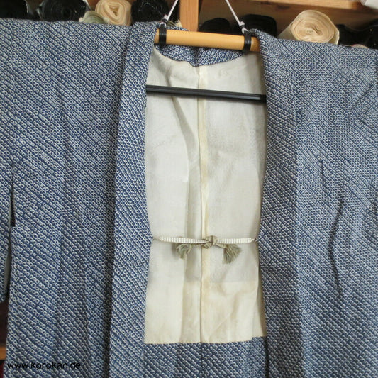 Full Shibori Seiden Haori mit Blätter Muster und Himo
