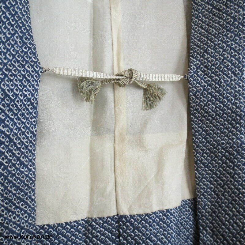 Full Shibori Seiden Haori mit Blätter Muster und Himo