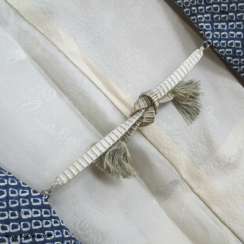 Full Shibori Seiden Haori mit Blätter Muster und Himo