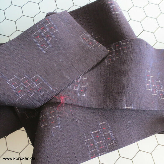 Kasuri Igeta Karo Tsumugi Kaku Obi