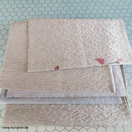 Flunder auf Seiden Matelassé Fukuro Obi Kimonogürtel