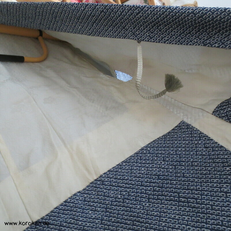 Full Shibori Seiden Haori mit Blätter Muster und Himo