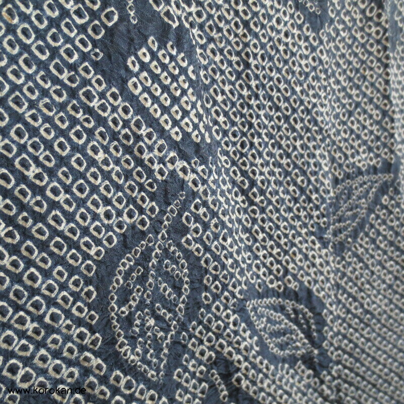 Full Shibori Seiden Haori mit Blätter Muster und Himo
