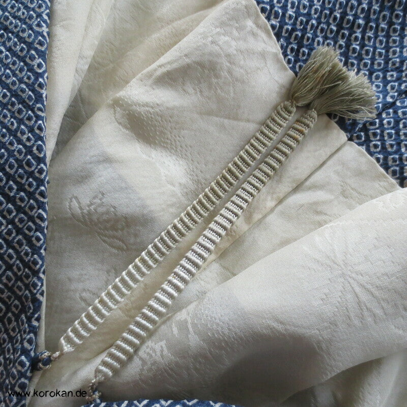 Full Shibori Seiden Haori mit Blätter Muster und Himo