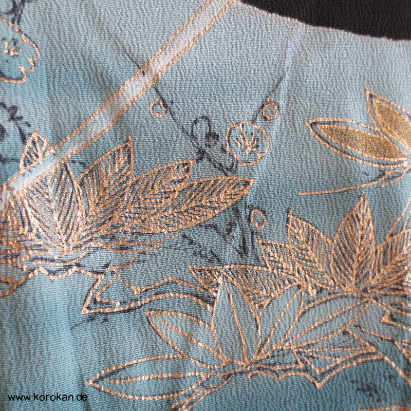 Tomesode Goldstickerei Bambus Trellis Seiden Kimono Karieba
