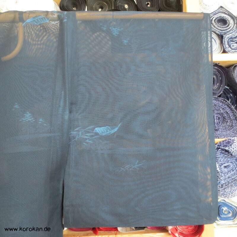 Boote und Bambusgitter Sommer Hitoe Kimono Sha Seide