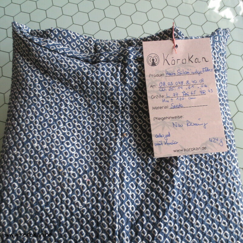 Full Shibori Seiden Haori mit Blätter Muster und Himo