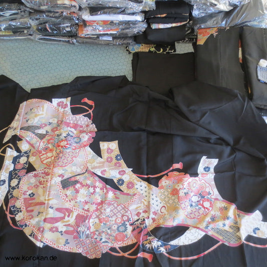 Tomesode Kranich Seiden Kimono Karieba