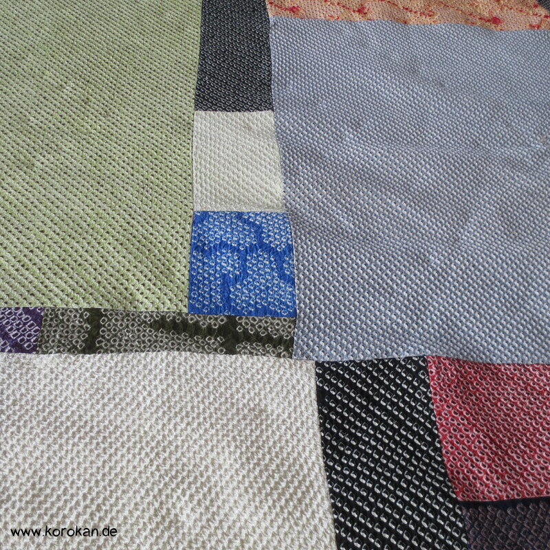 Kakebuton Bettüberwurf bunte Shibori Reste Upcycling