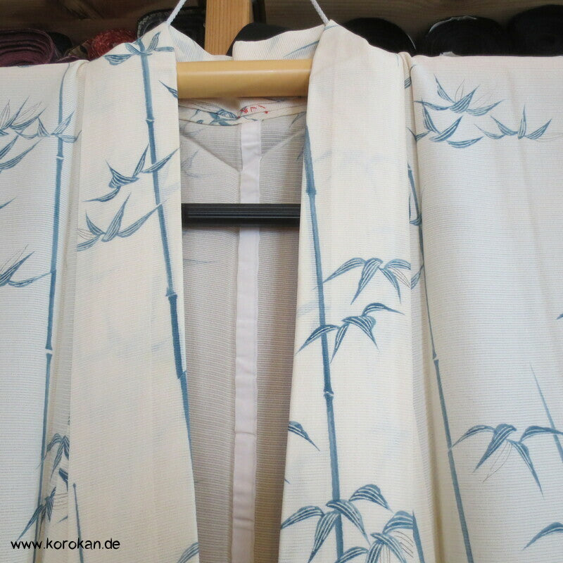 blaues Bambusmuster Hitoe Kimono, Rho Seide