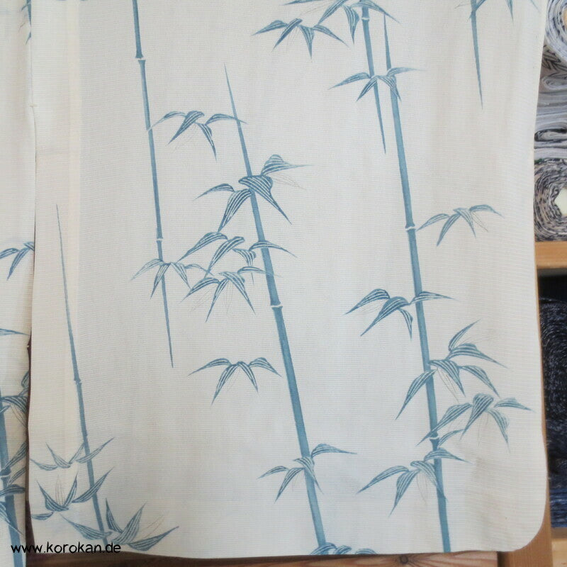 blaues Bambusmuster Hitoe Kimono, Rho Seide