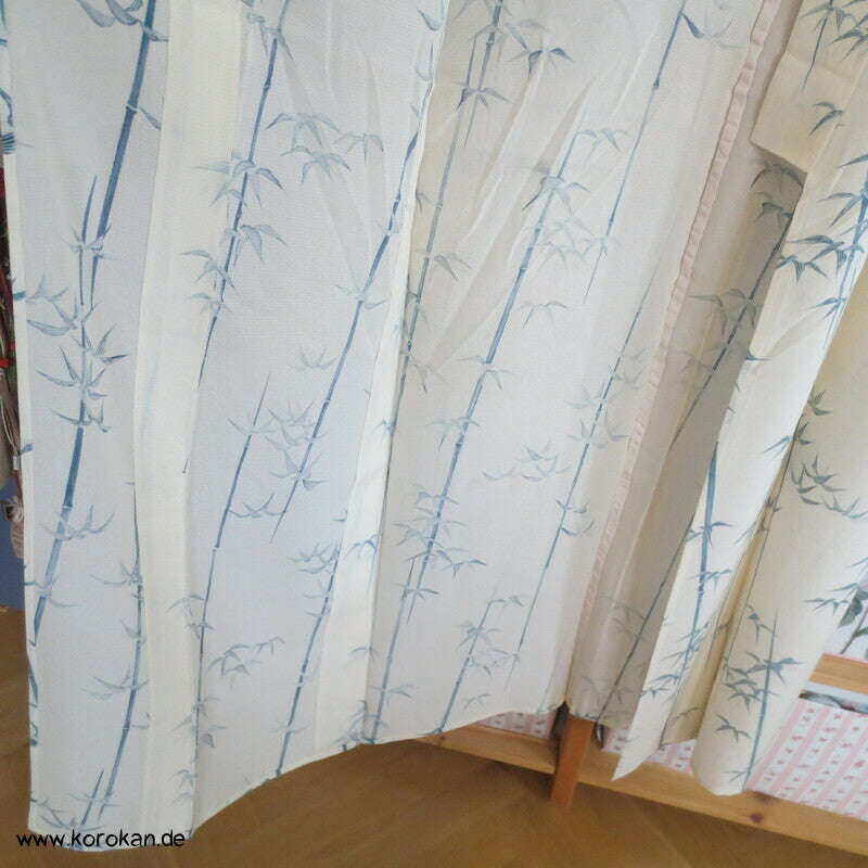 blaues Bambusmuster Hitoe Kimono, Rho Seide