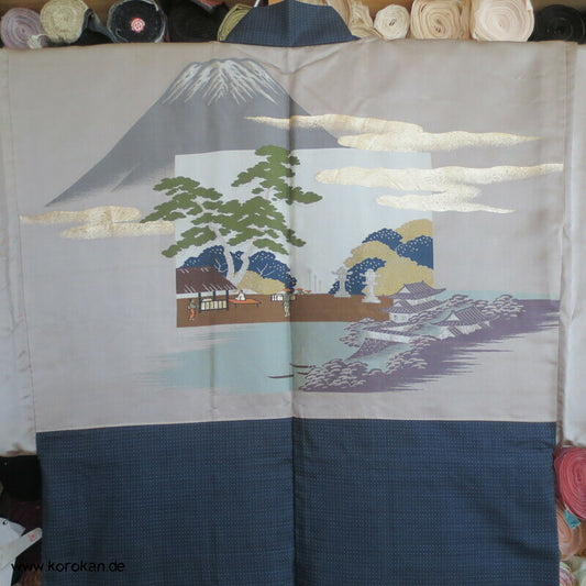 gewebter Tempel Seidenjacquard Futter, Haori Kimonojacke Kikko Kasuri Tsumugi Seide