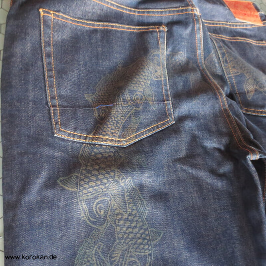 Jeans Evisu, Selfedge Japan Denim mit Koi Druck