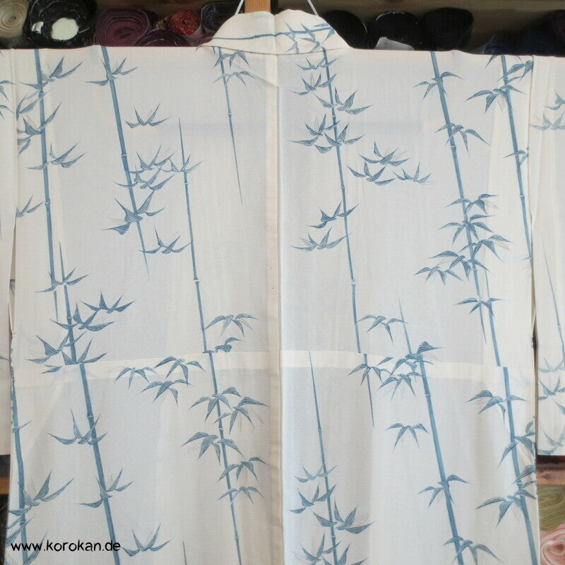 blaues Bambusmuster Hitoe Kimono, Rho Seide