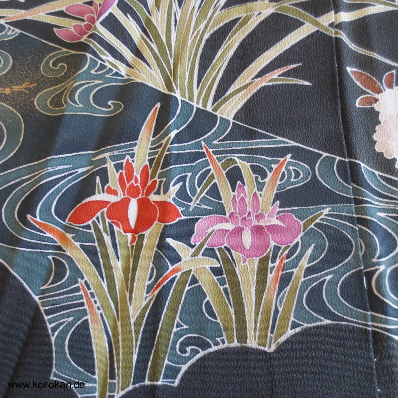 Tomesode Shikishi in Kirschzweigen Seiden Kimono Karieba